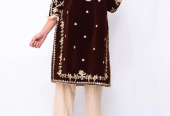 Women’s stitched velvet embroidered shirt by Muhammad Afaq
