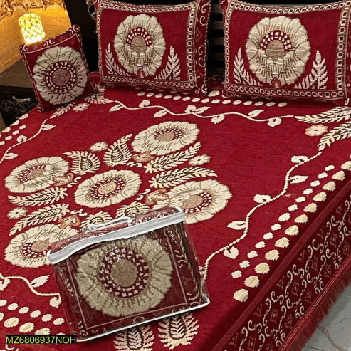 4 Pcs Velvet Jacquard Double Bedsheet … Free home delivery by Muhammad Maqbool