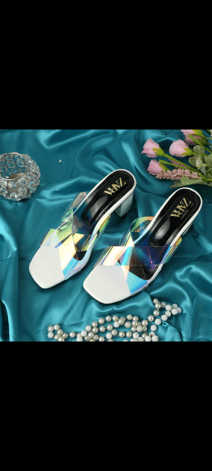Zara Holographic Heels by Hooriya Baloch