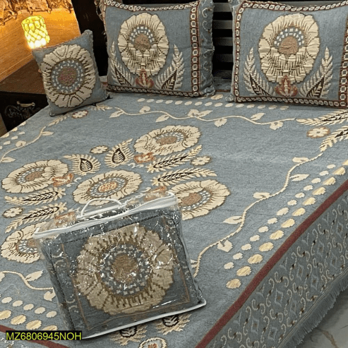 4 Pcs Velvet Jacquard Double Bedsheet … Free home delivery by Muhammad Maqbool