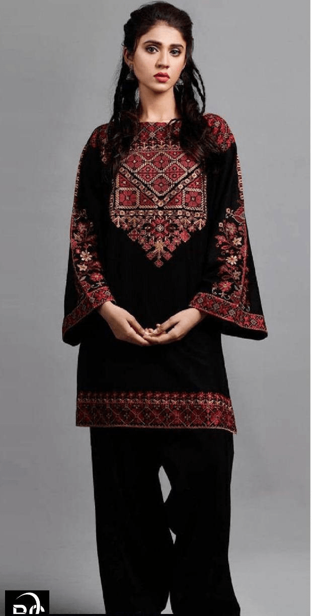 2 PCs Women’s Stitched Linen Embroidered Suit by Waleed Hassan