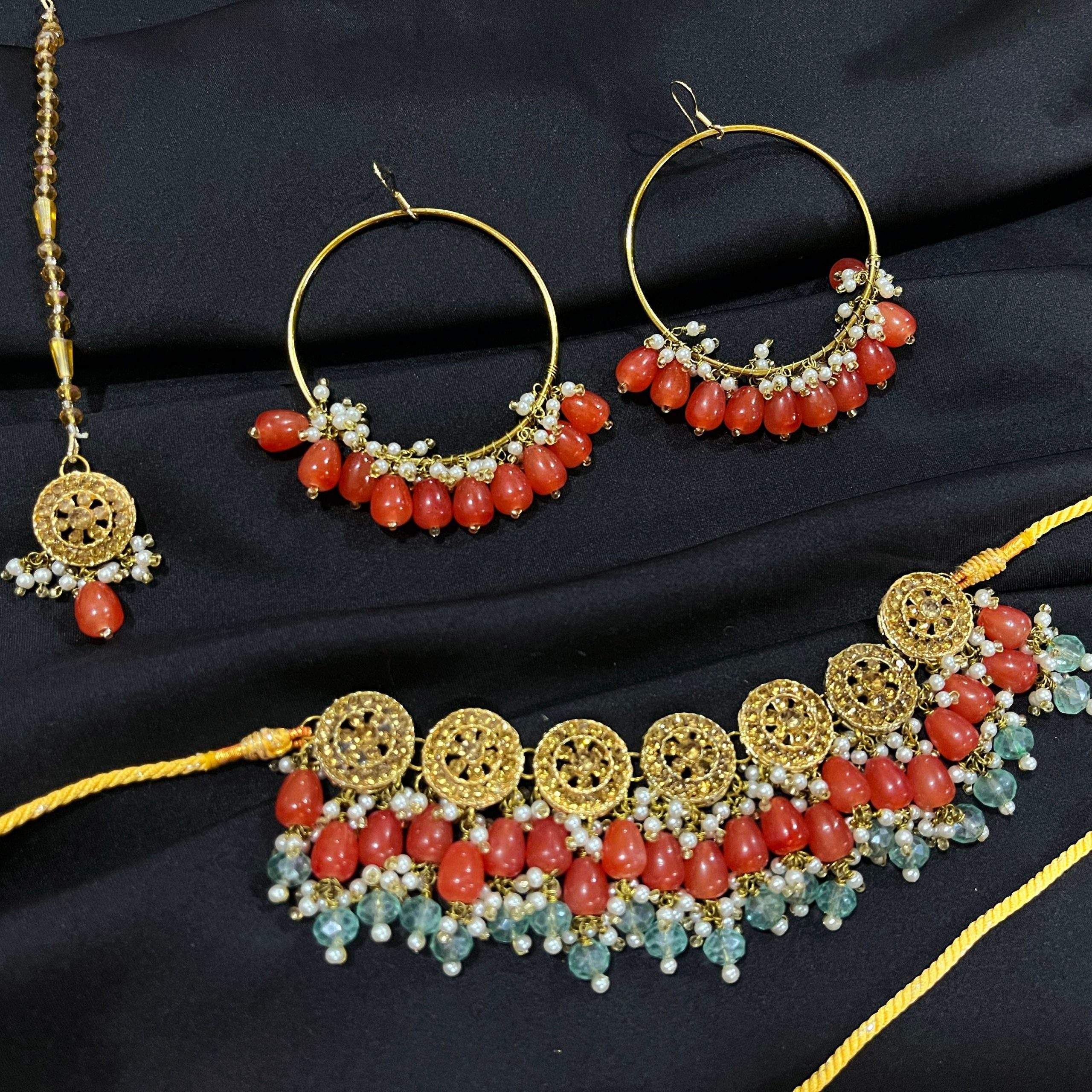Orange and frozi golden set by Zarwish Javid