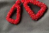 White and Red beaded earrings by Zarwish Javid