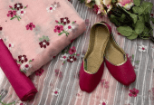 4 PCs women’s unstitched khaadi net Embroidery suit by Hooriya Baloch