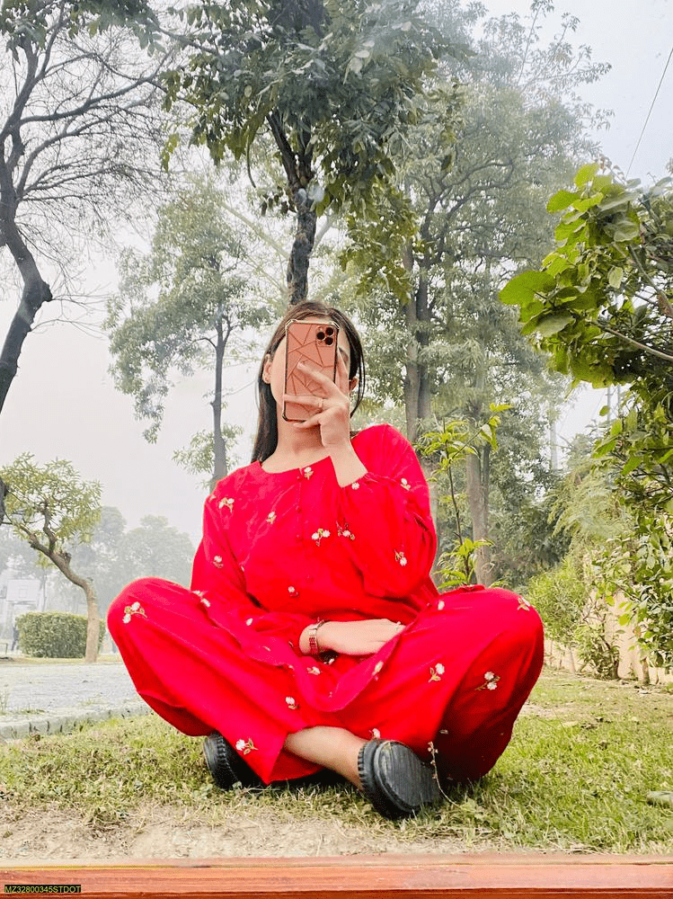 2 PCs women stiched linen fancy dress by ONE SHOT YT 6