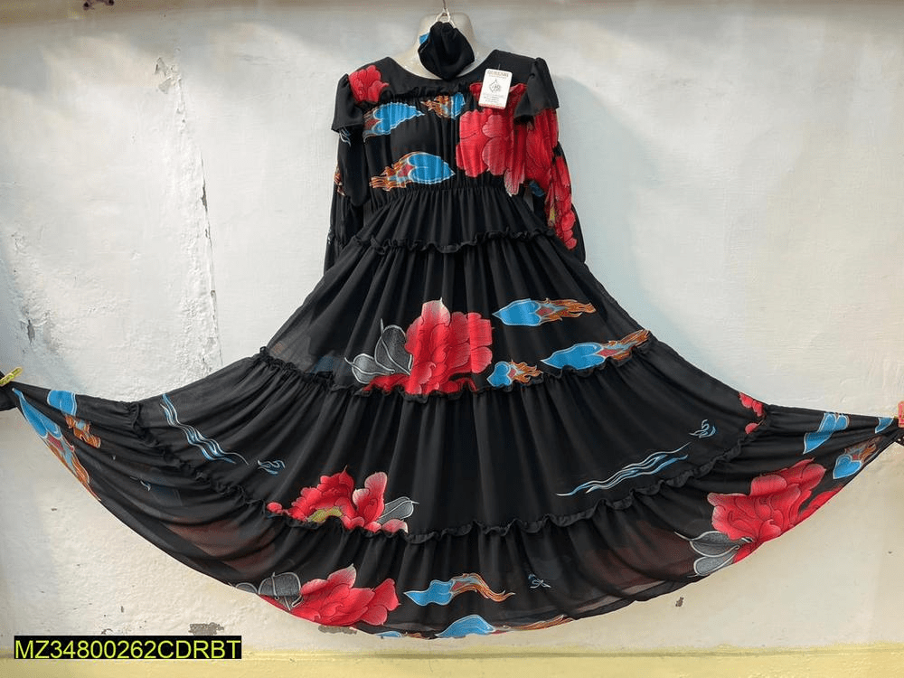 1 PCs women’s stitched chiffon printed suit by Hooriya Baloch