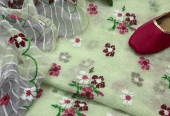 4 PCs women’s unstitched khaadi net Embroidery suit by Hooriya Baloch