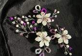 Floral Hair pins (white and purple) pack of 5 by Zarwish Javid