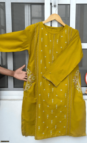 2 Pcs Woman,s Stitched linen Embroidered Suit by Usman Ali