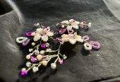Floral Hair pins (white and purple) pack of 5 by Zarwish Javid