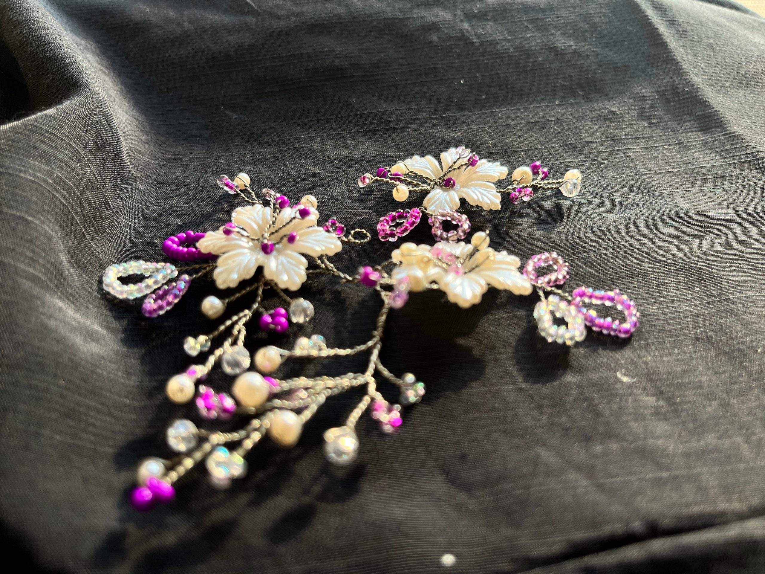 Floral Hair pins (white and purple) pack of 5 by Zarwish Javid