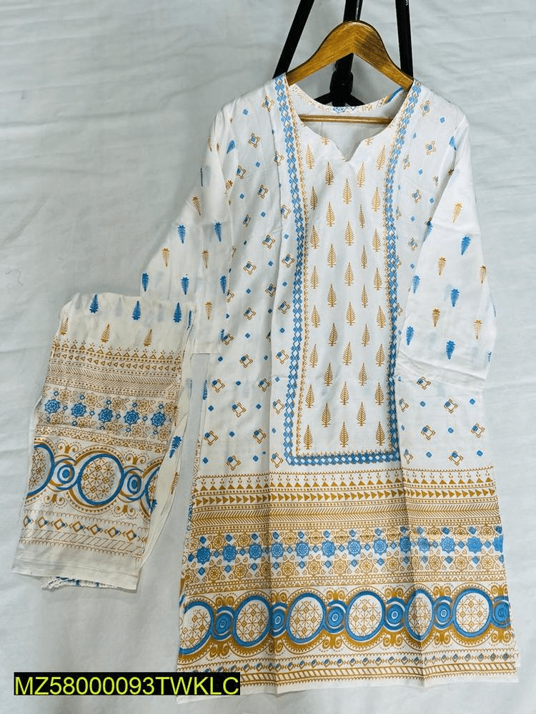 2Pcs Women’s Stitched Linen Printed Suit by Zamin Mahdi