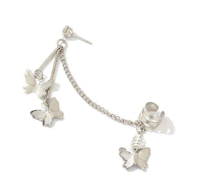 Silver Platted Pair Of Allow Butterfly Disign Ear Clip Earrings by SHARK YT