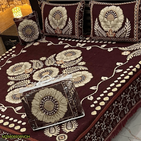4 Pcs Velvet Jacquard Double Bedsheet … Free home delivery by Muhammad Maqbool