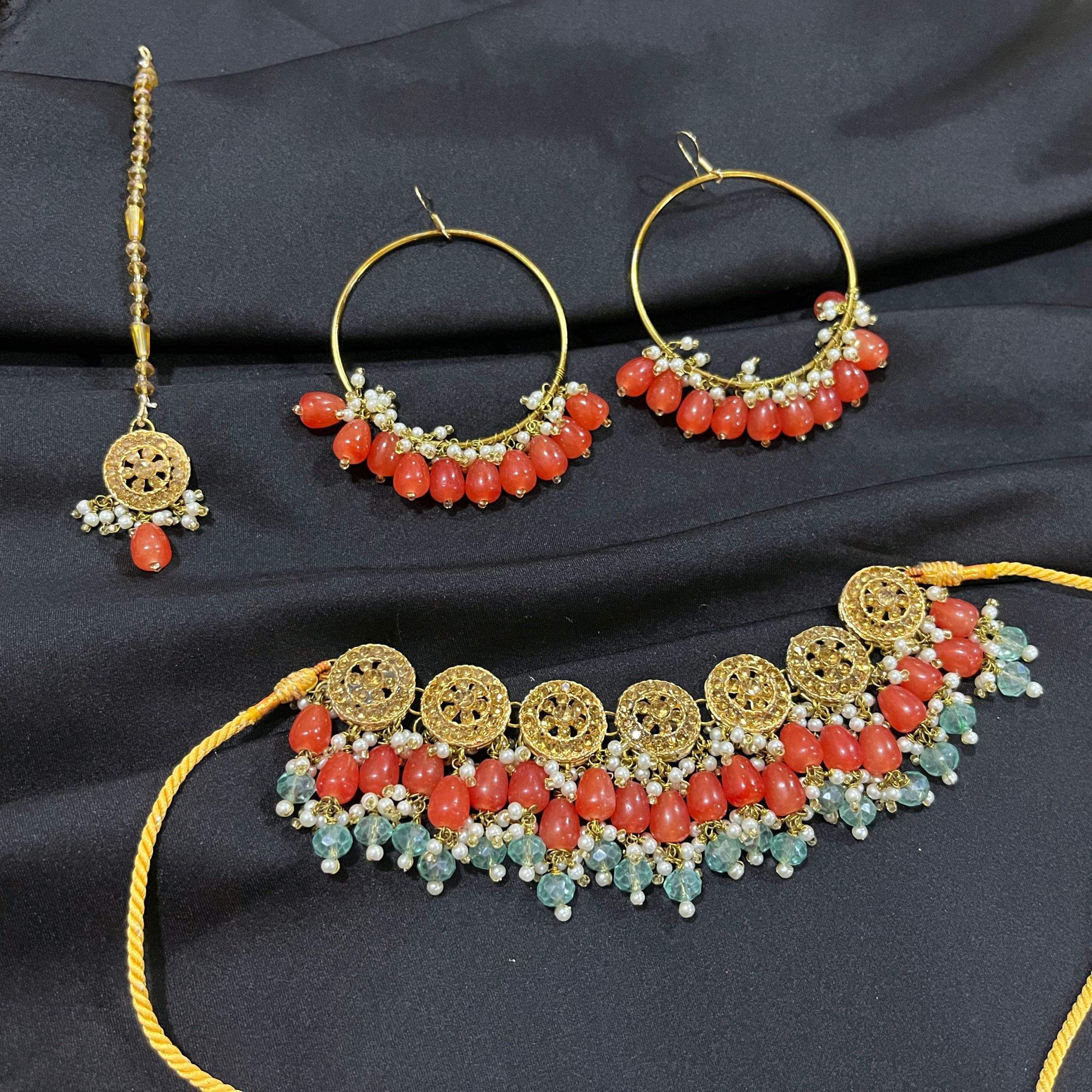 Orange and frozi golden set by Zarwish Javid