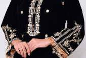 Women’s stitched velvet embroidered shirt by Muhammad Afaq