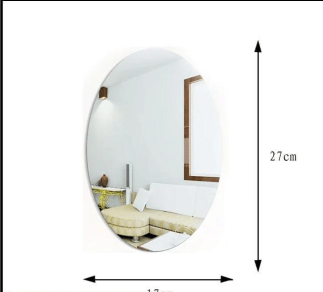 Oval shaped wall mirror sticker,silver by M. Bilal