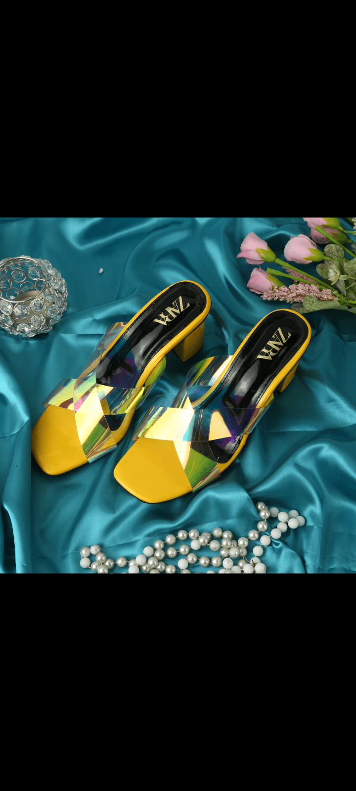 Zara Holographic Heels by Hooriya Baloch