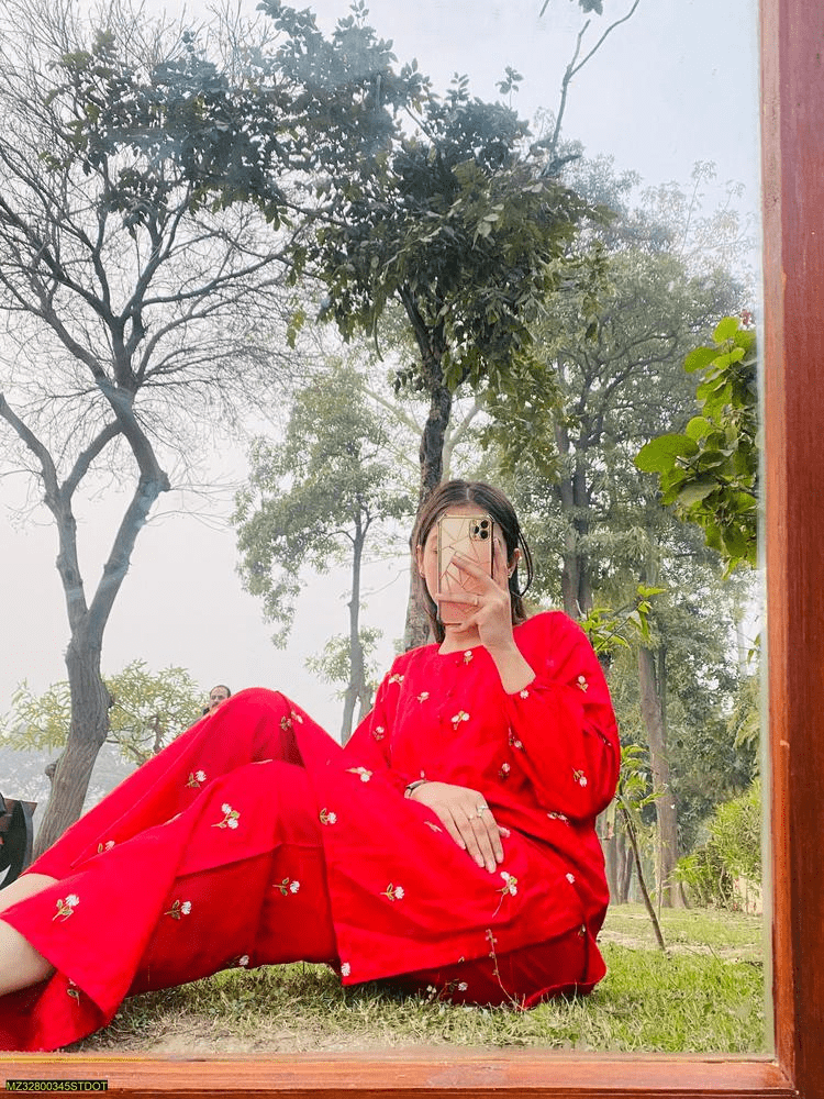 2 PCs women stiched linen fancy dress by ONE SHOT YT 6