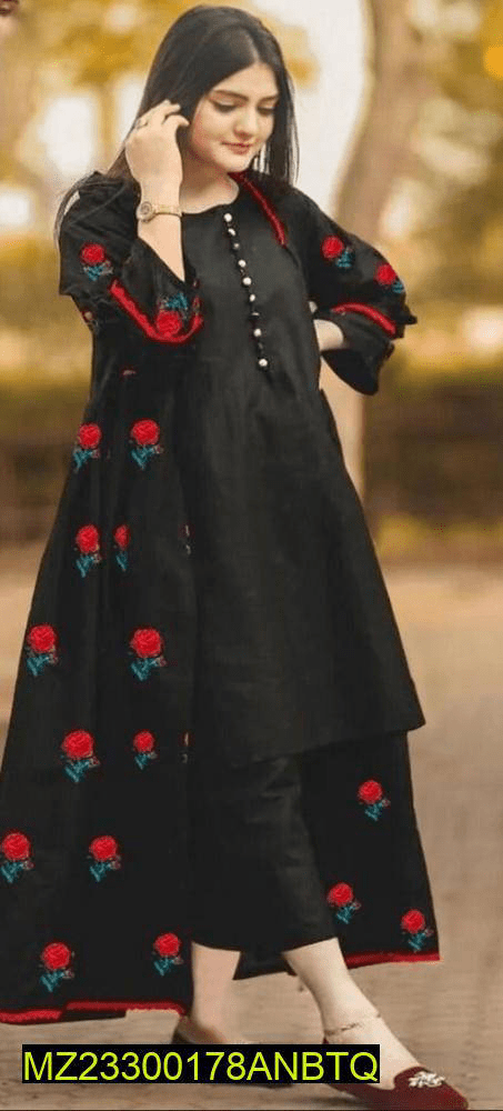 3 PCs Woman Stitched Katan Silk Embroidered by Hanan Shafique