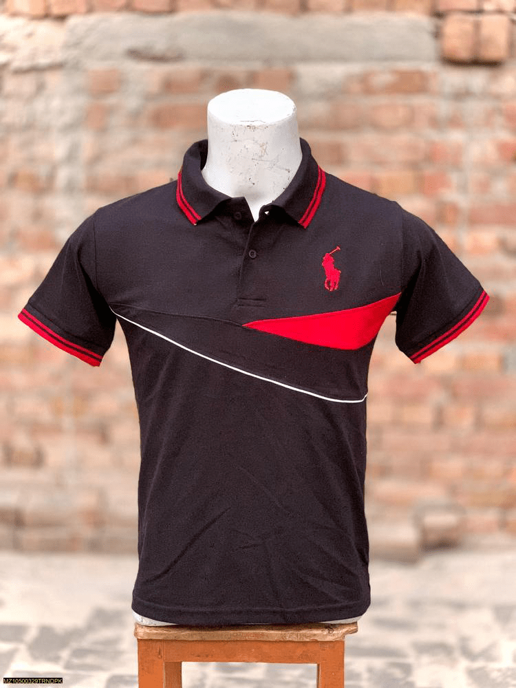 1 pc men’s stitched cotton printed polo shirt by Mobile Tracker