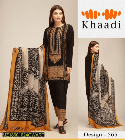3 Pcs Women’s Unstitched Khaddar Embroidered Suit …. Free home deliv by Muhammad Maqbool