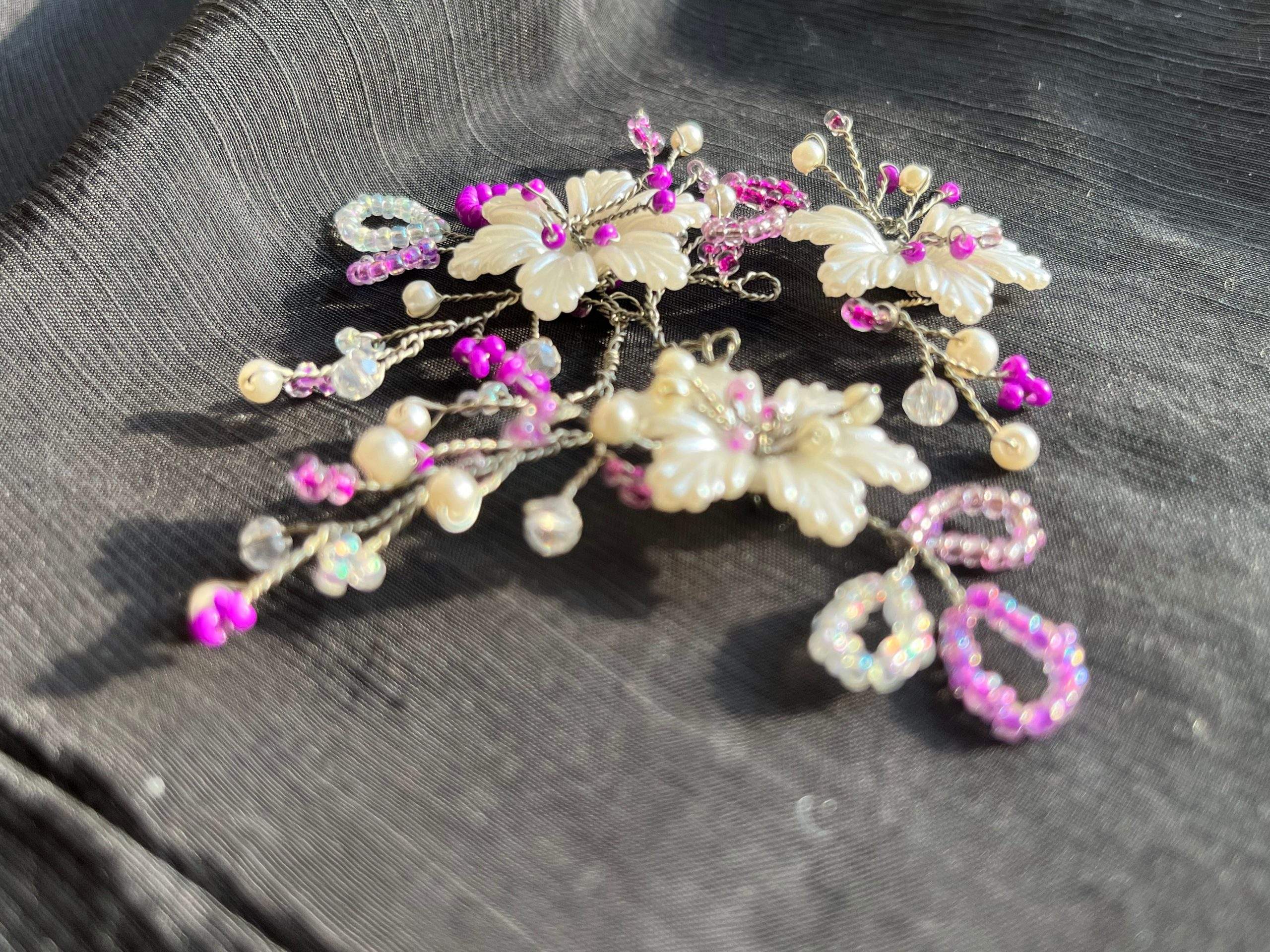 Floral Hair pins (white and purple) pack of 5 by Zarwish Javid