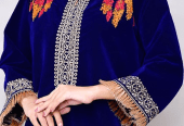 Women’s stitched velvet embroidered shirt by Muhammad Afaq