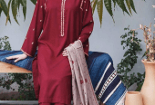 3 Pcs Women Unstitched Dhanak Embroidered Suit … Free home delivery by Muhammad Maqbool
