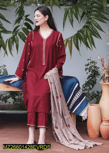  3 Pcs Women Unstitched Dhanak Embroidered Suit … Free home delivery by Muhammad Maqbool