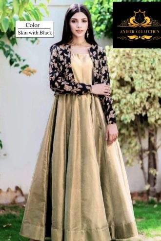Heavy embroidered koti with maxi by Wajeeha Shaukat