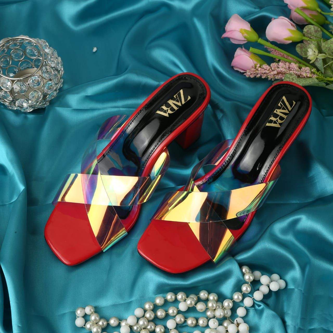 Zara Holographic Heels by Hooriya Baloch