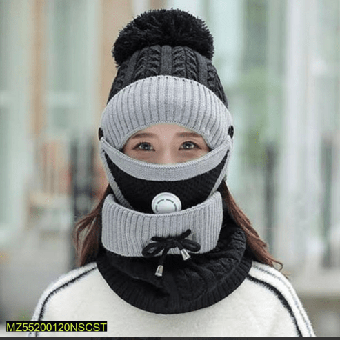 Beanie wool cap, Neck warmer and Mask with free home delivery 😇 by Muhammad Afaq