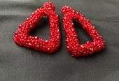 White and Red beaded earrings by Zarwish Javid