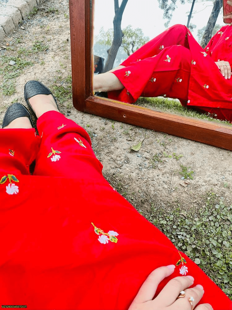 2 PCs women stiched linen fancy dress by ONE SHOT YT 6