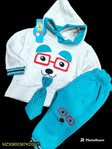 2 PCs baby boy stiched fleece printed suit by Hooriya Baloch