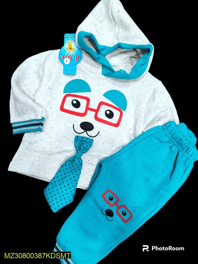 2 PCs baby boy stiched fleece printed suit by Hooriya Baloch