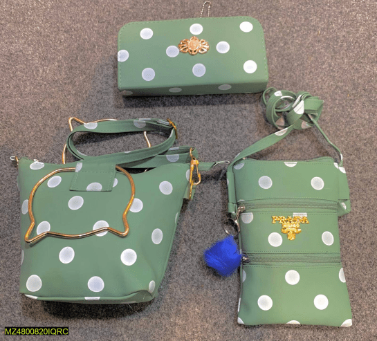 3 Pc Green Polka Dot Purse Set. ….. Free home delivery by Muhammad Maqbool