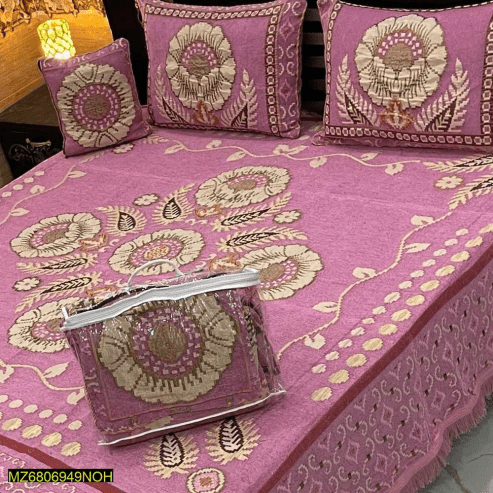 4 Pcs Velvet Jacquard Double Bedsheet … Free home delivery by Muhammad Maqbool