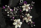 Floral Hair pins (white and purple) pack of 5 by Zarwish Javid
