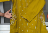 2 Pcs Woman,s Stitched linen Embroidered Suit by Usman Ali
