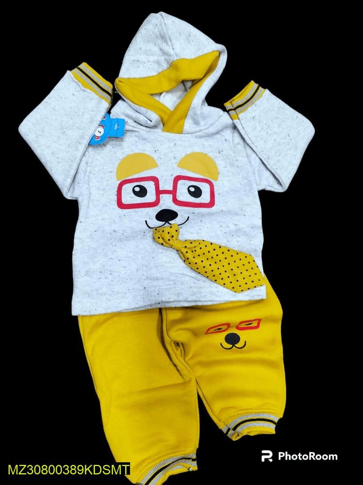 2 PCs baby boy stiched fleece printed suit by Hooriya Baloch