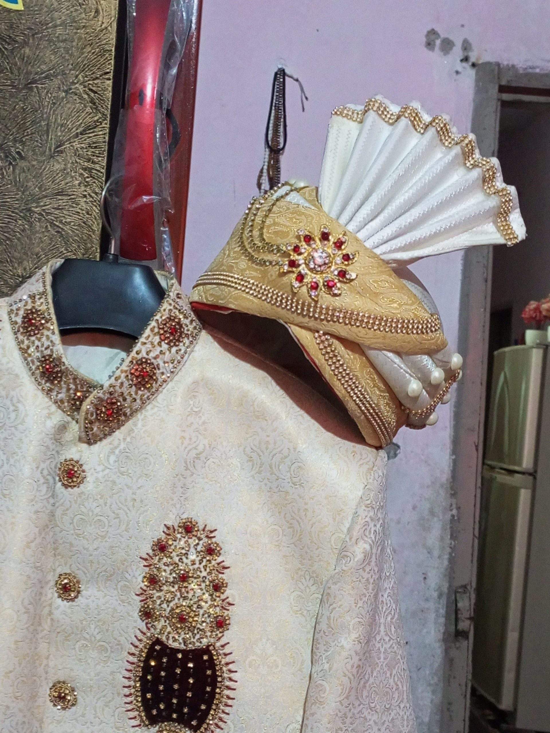 Handmade Sharwani with sehra by Mohsin Naveed