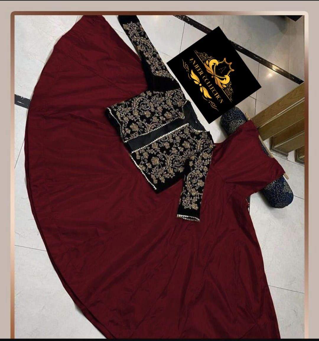 Heavy embroidered koti with maxi by Wajeeha Shaukat