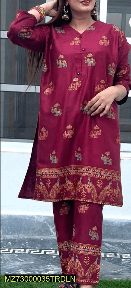 2 PCs women stiched linen suit by ONE SHOT YT 6