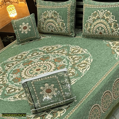 4 Pcs Velvet Jacquard Double Bedsheet … Free home delivery by Muhammad Maqbool