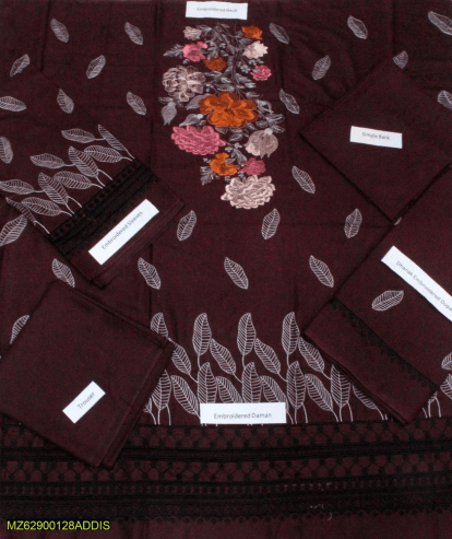  3 Pcs Women Unstitched Dhanak Embroidered Suit … Free home delivery by Muhammad Maqbool