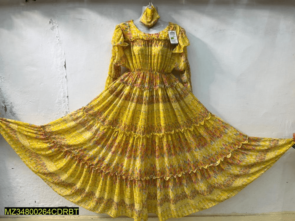 1 PCs women’s stitched chiffon printed suit by Hooriya Baloch