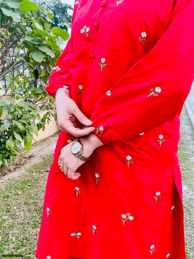 2 PCs women stiched linen fancy dress by ONE SHOT YT 6