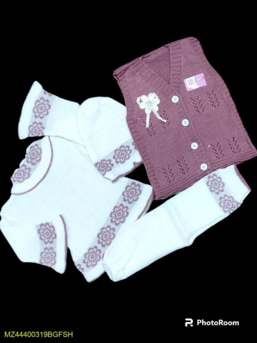 4 PCs baby girl stiched wool suit by Hooriya Baloch